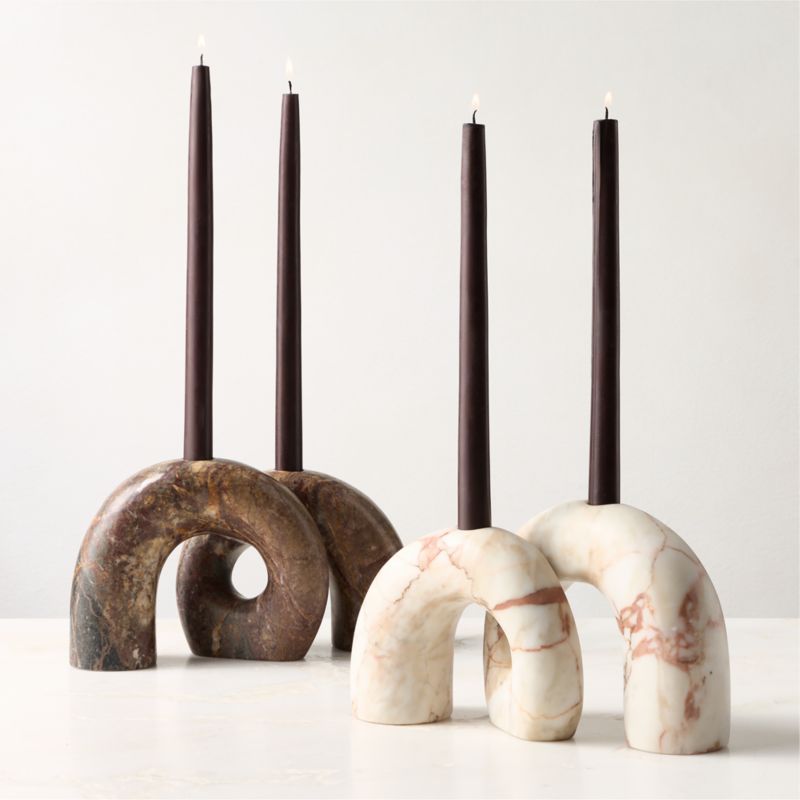 Curva Marroon Marble Double Taper Candle Holder - image 3 of 4