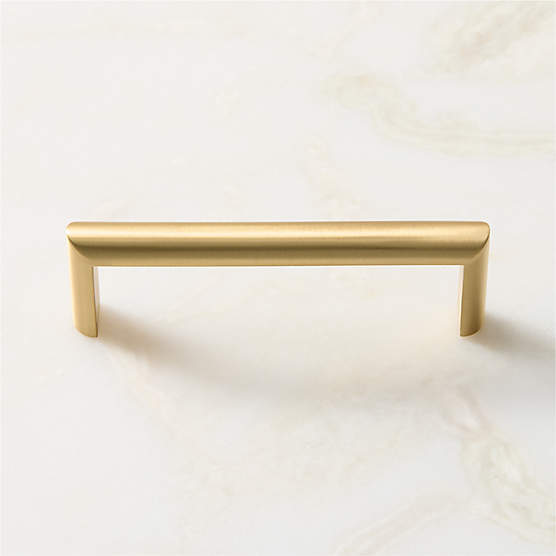 Curveaux Curved Brushed Brass Cabinet Handle 4''