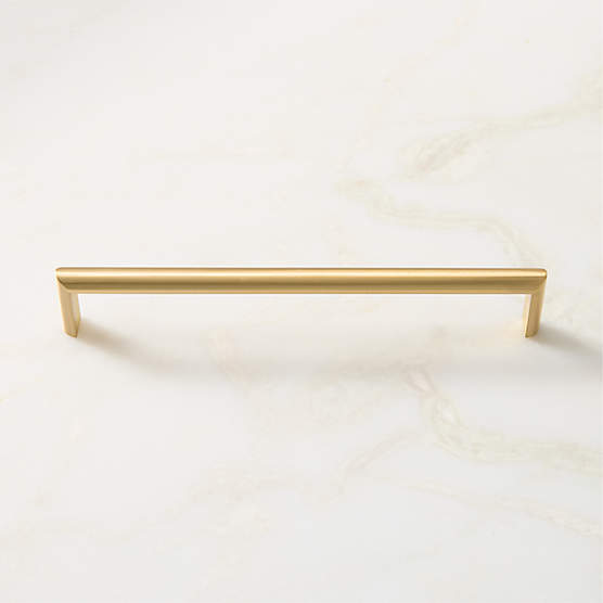 Curveaux Curved Brushed Brass Cabinet Handle 8''