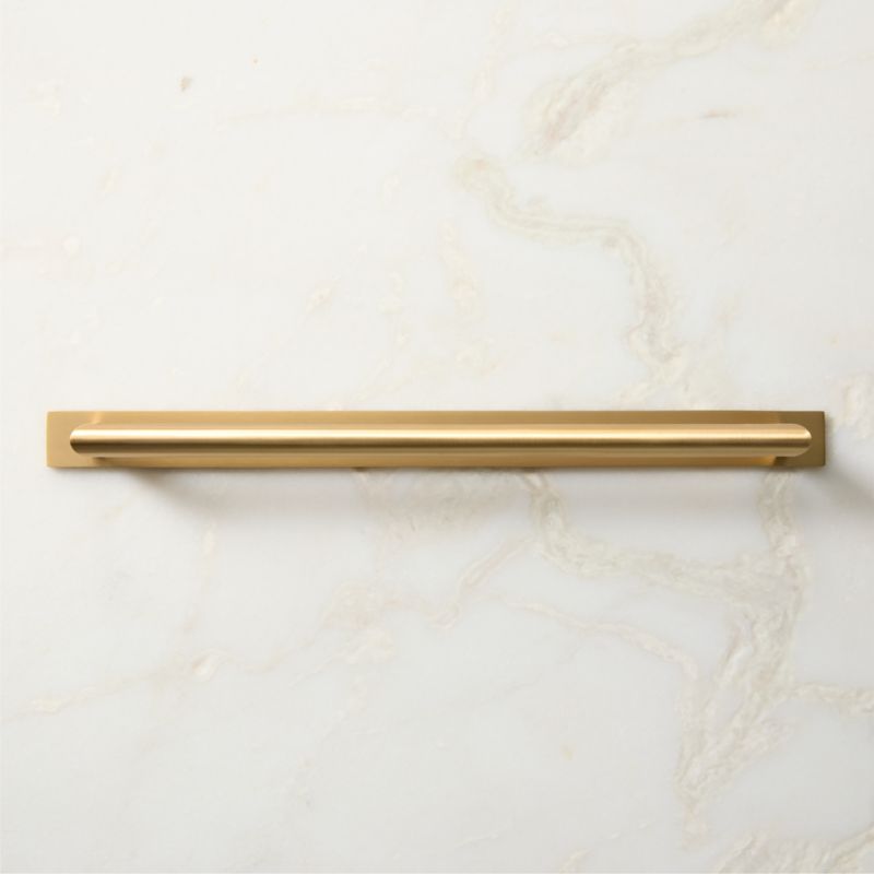 Curveaux Curved Brushed Brass Cabinet Handle with Backplate 12" - image 1 of 5