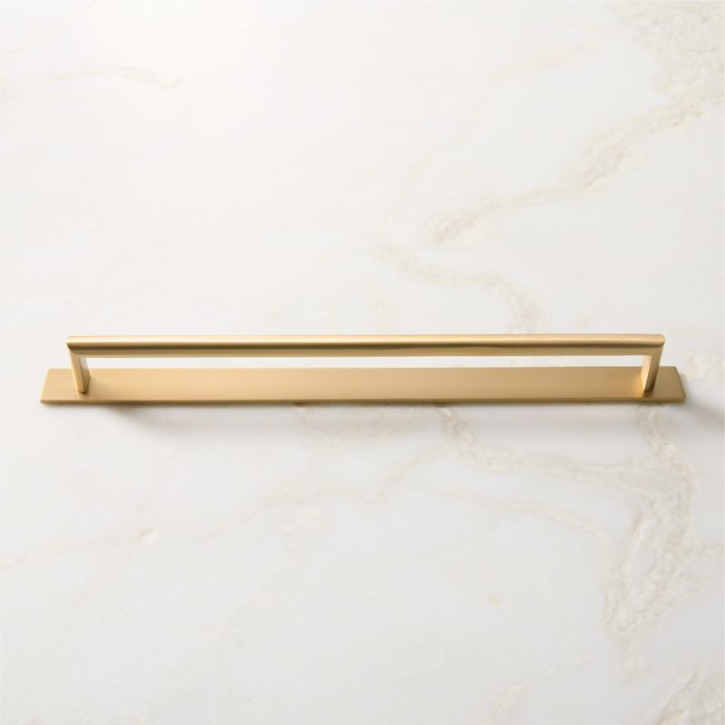 Viewing product image Curveaux Curved Brushed Brass Cabinet Handle with Backplate 12" - image 1 of 6
