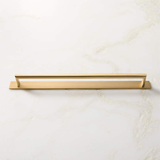 Curveaux Curved Brushed Brass Cabinet Handle with Backplate 12"