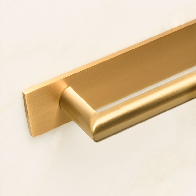 Curveaux Curved Brushed Brass Cabinet Handle with Backplate 8" - image 3 of 5