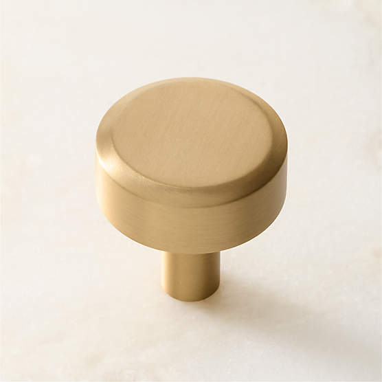 Curveaux Curved Round Brushed Brass Cabinet Knob 1.25''