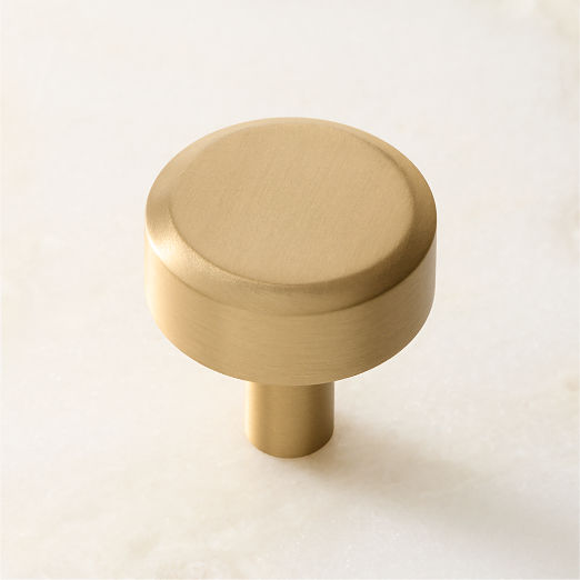 Curveaux Curved Round Brushed Brass Cabinet Knob 1.25''