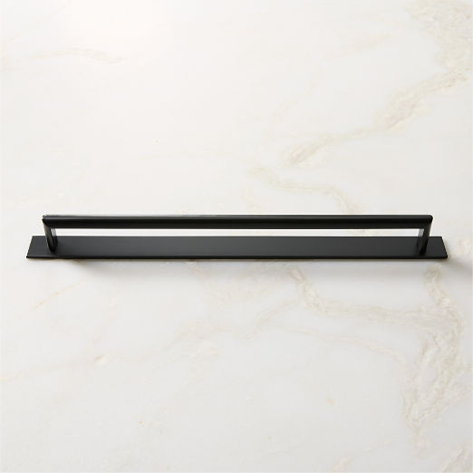 Curveaux Curved Black Cabinet Handle with Backplate 12"