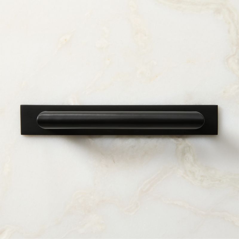 Curveaux Curved Black Cabinet Handle with Backplate 5" - image 1 of 5
