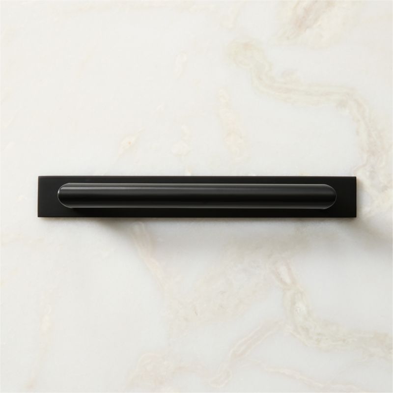 Curveaux Curved Black Cabinet Handle with Backplate 6" - image 1 of 5