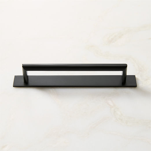 Curveaux Curved Black Cabinet Handles with Backplate