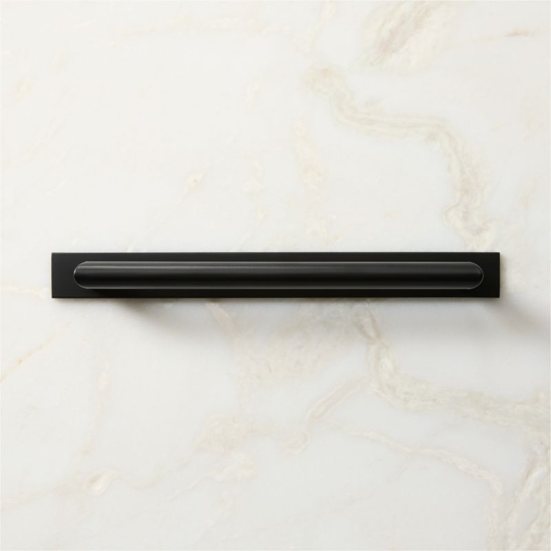 Curveaux Curved Black Cabinet Handle with Backplate 8" - image 1 of 5