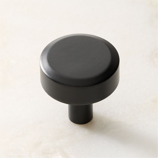Curveaux Curved Round Black Cabinet Knob 1.25''