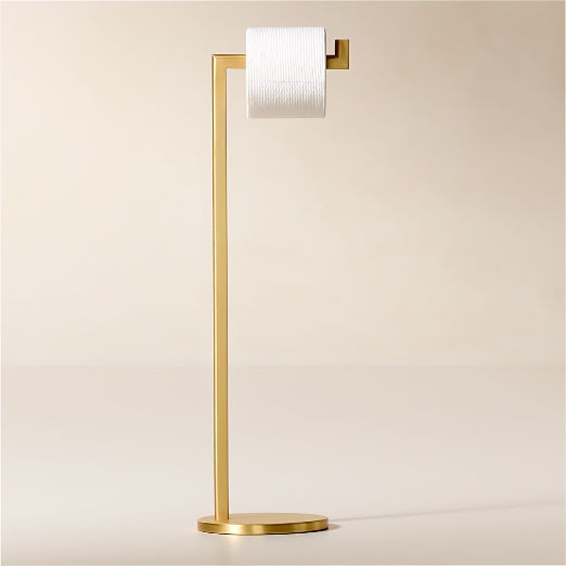 Curveaux Curved Brushed Brass Toilet Paper Stand