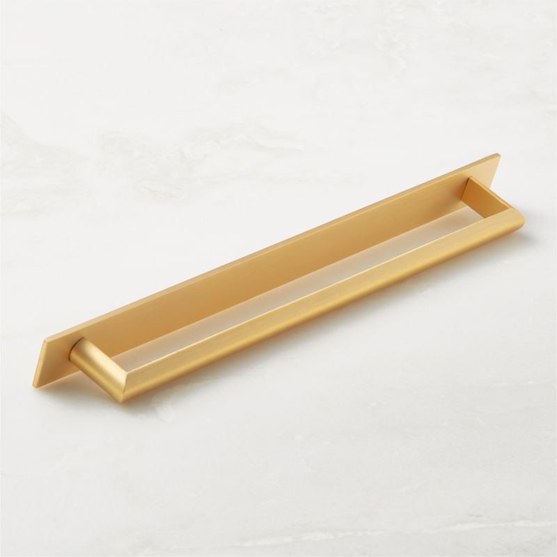 Curveaux Curved Brushed Brass Cabinet Handle with Backplate 10