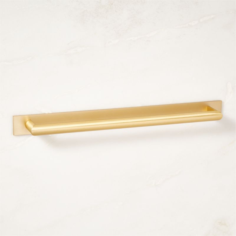 Curveaux Curved Brushed Brass Cabinet Handle with Backplate 10" - image 3 of 5