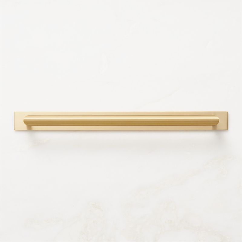 Curveaux Curved Brushed Brass Cabinet Handle with Backplate 10" - image 0 of 5