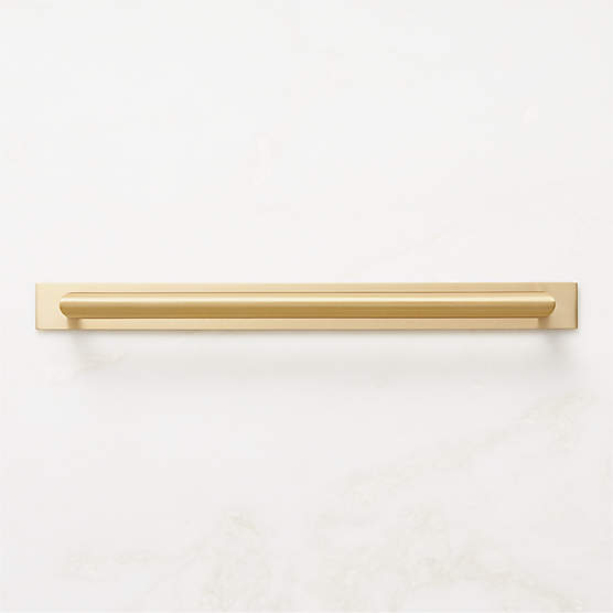 Curveaux Curved Brushed Brass Cabinet Handle with Backplate 10"