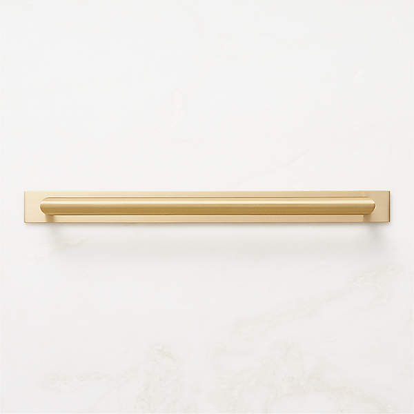 Curveaux Curved Brushed Brass Cabinet Handle with Backplate 10