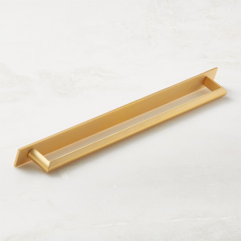 Curveaux Curved Brushed Brass Cabinet Handle with Backplate 12