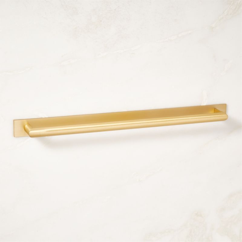 Curveaux Curved Brushed Brass Cabinet Handle with Backplate 12" - image 3 of 5