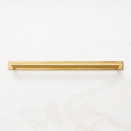 Curveaux Curved Brushed Brass Cabinet Handle with Backplate 12"