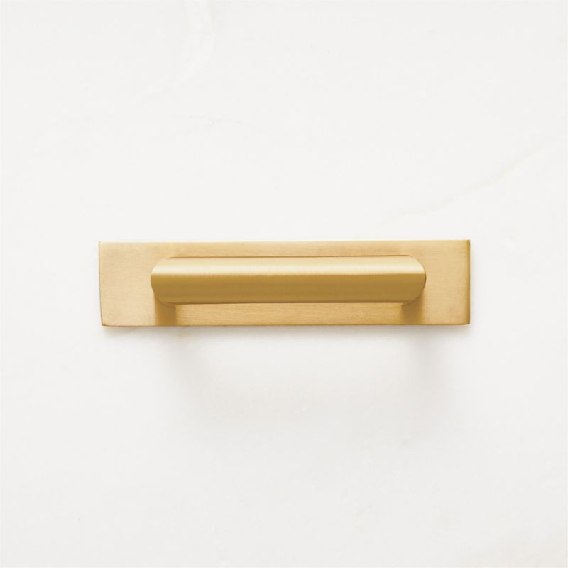 Viewing product image Curveaux Curved Brushed Brass Cabinet Handle with Backplate 3" - image 1 of 4