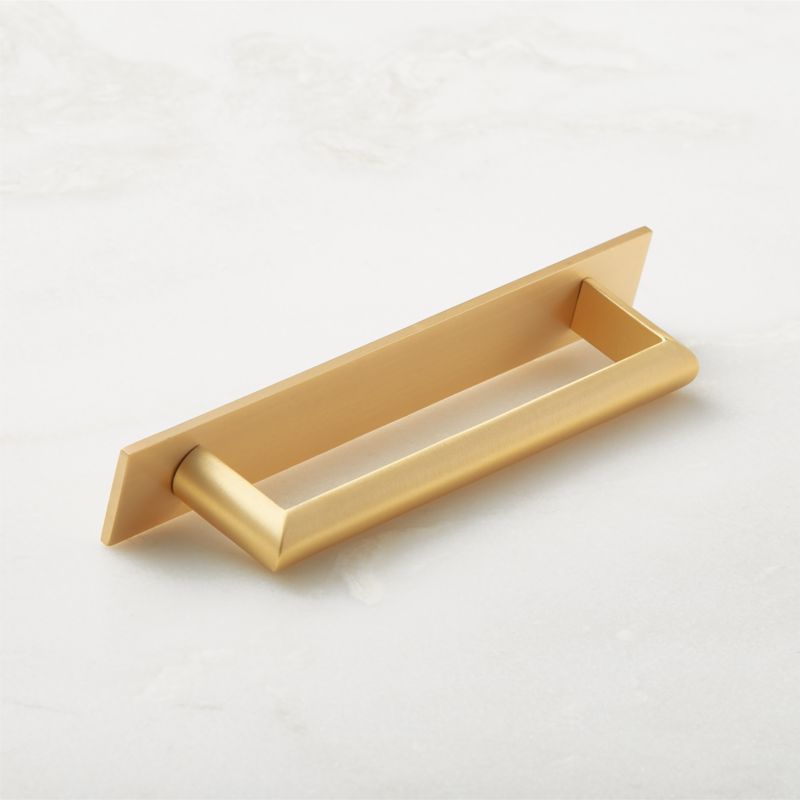 Curveaux Curved Brushed Brass Cabinet Handle with Backplate 5" - image 4 of 5