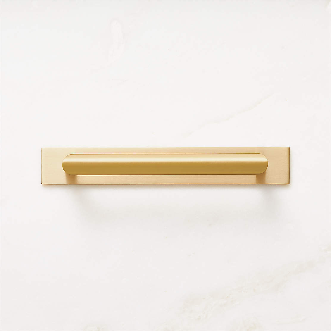 Curveaux Curved Brushed Brass Handle with Backplate 3" CB2