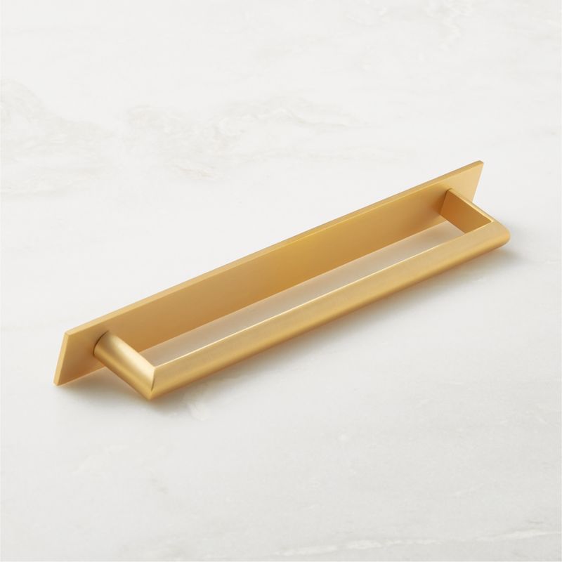 Curveaux Curved Brushed Brass Cabinet Handle with Backplate 8" - image 4 of 5