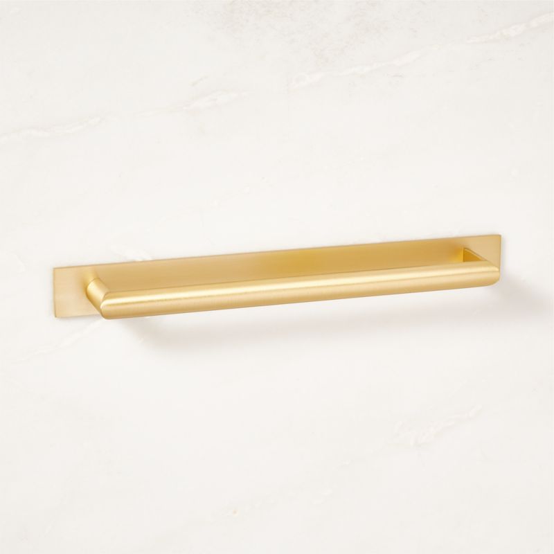 Curveaux Curved Brushed Brass Cabinet Handle with Backplate 12