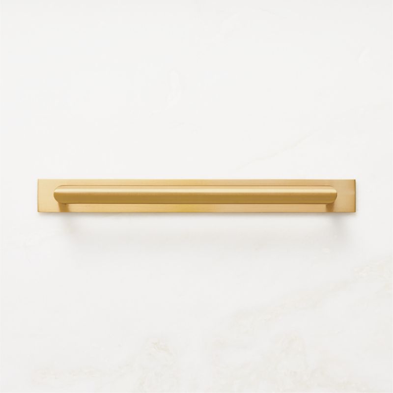 Curveaux Curved Brushed Brass Cabinet Handle with Backplate 8" - image 0 of 5