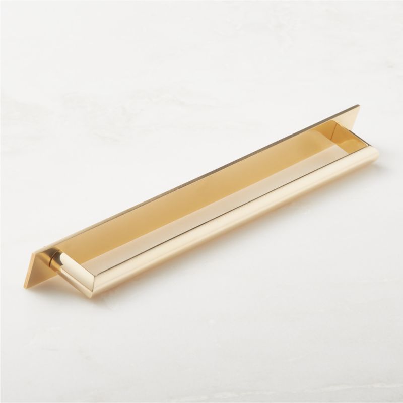 Curveaux Curved Unlacquered Brass Cabinet Handle with Backplate 10