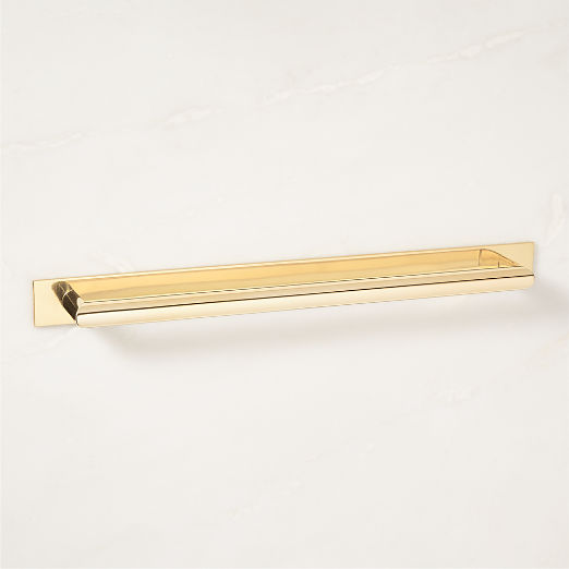 Curveaux Curved Unlacquered Brass Cabinet Handle with Backplate 10"
