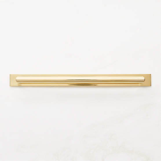 Curveaux Curved Unlacquered Brass Cabinet Handle with Backplate 10"