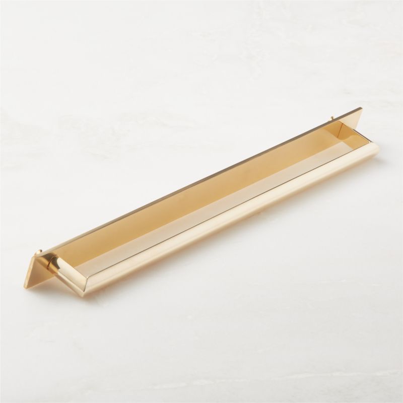 Curveaux Curved Unlacquered Brass Cabinet Handle with Backplate 12