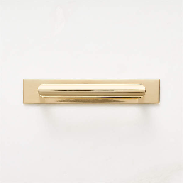 Curveaux Curved Unlacquered Brass Cabinet Handle with Backplate 4