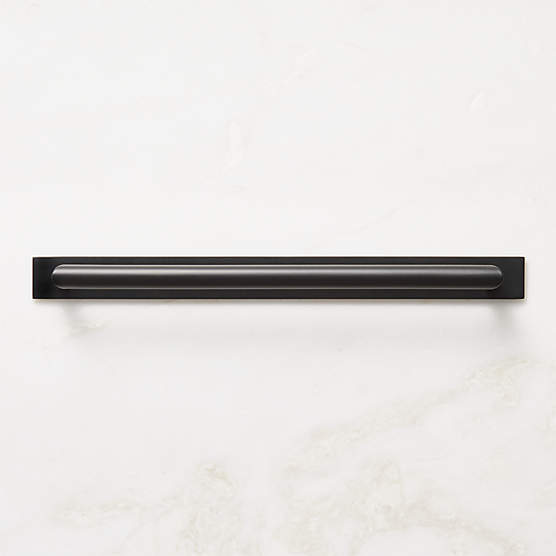 Curveaux Curved Black Cabinet Handle with Backplate 10"