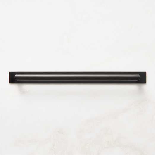 Curveaux Curved Black Cabinet Handle with Backplate 10"