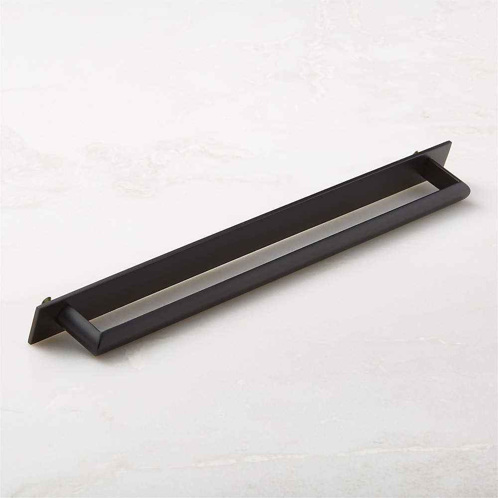 Curveaux Curved Black Cabinet Handle with Backplate 12