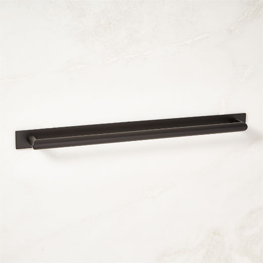 Curveaux Curved Black Cabinet Handle with Backplate 12"