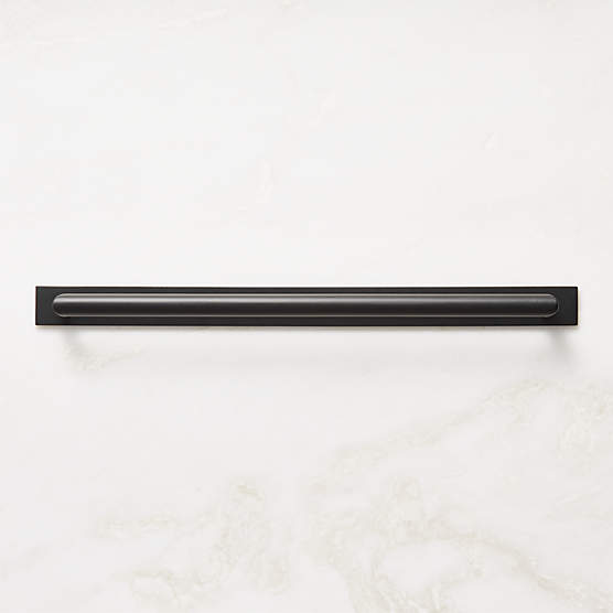 Curveaux Curved Black Cabinet Handle with Backplate 12"