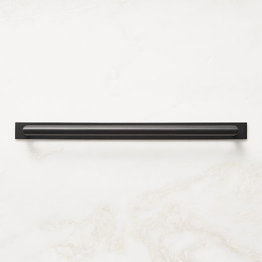 Curveaux Curved Black Cabinet Handle with Backplate 12"