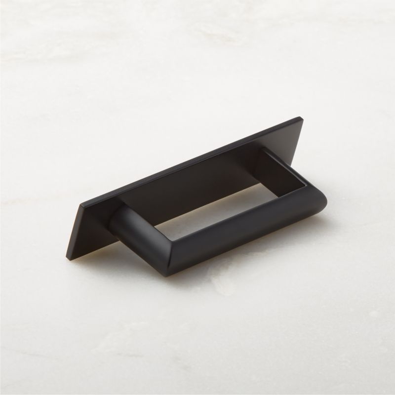 Curveaux Curved Black Cabinet Handle with Backplate 3