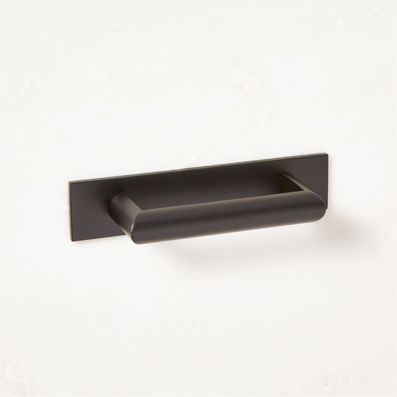 Curveaux Curved Black Cabinet Handle with Backplate 3