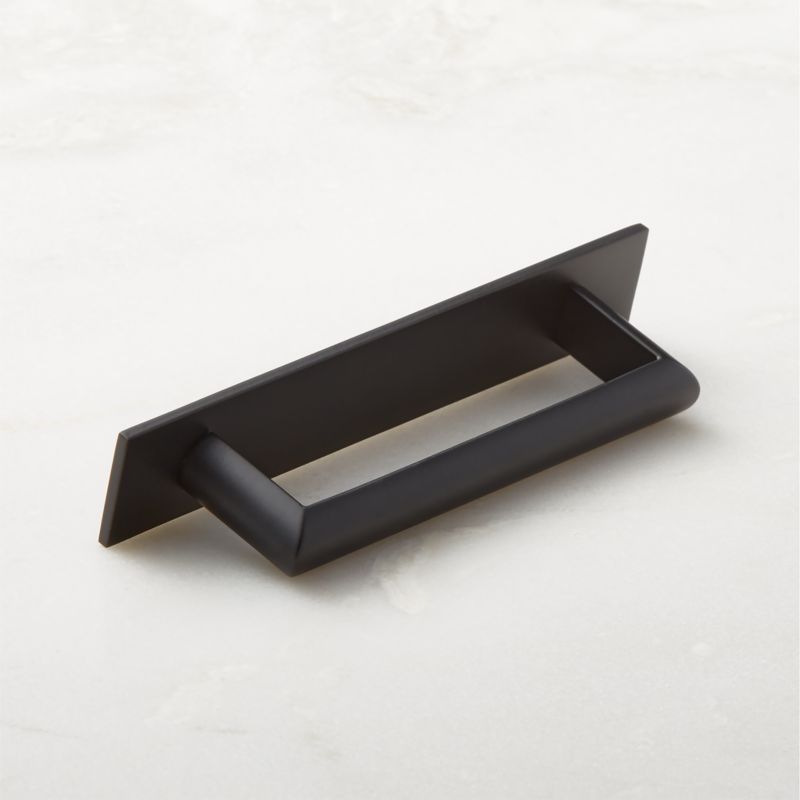 Curveaux Curved Black Cabinet Handle with Backplate 4