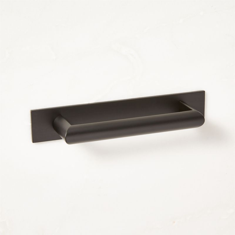 Curveaux Curved Black Cabinet Handle with Backplate 4" - image 3 of 5