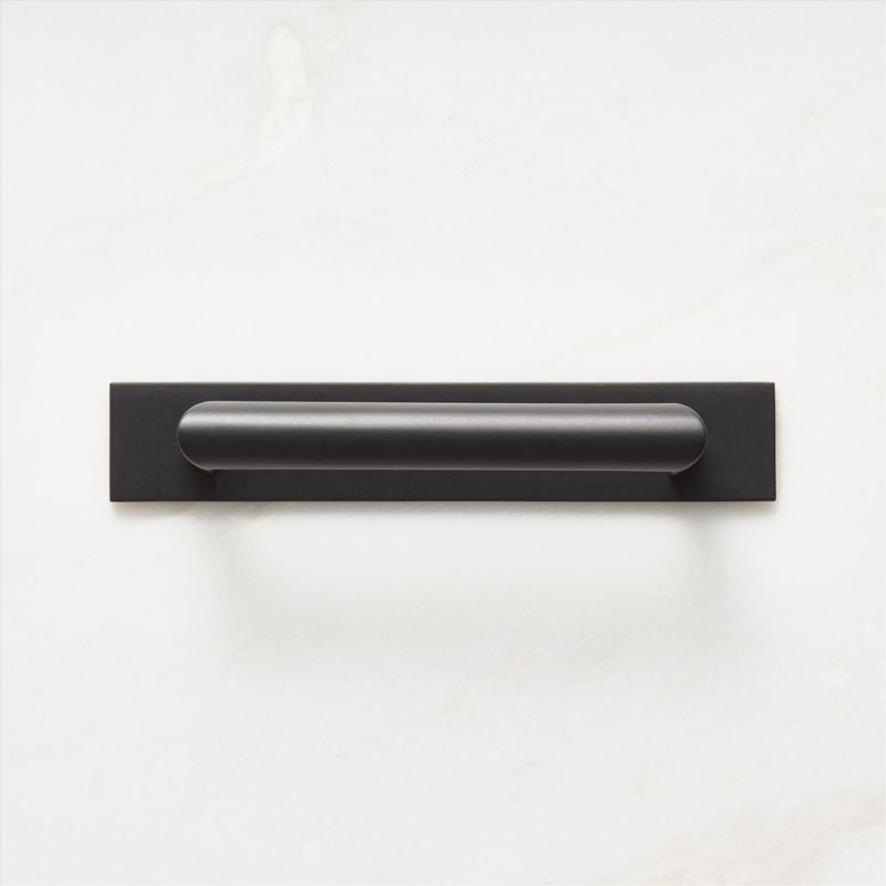 Curveaux Curved Black Cabinet Handle with Backplate 4