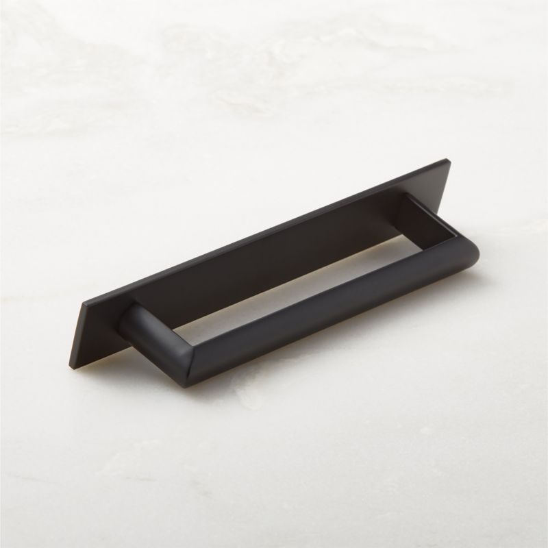 Curveaux Curved Black Cabinet Handle with Backplate 5" - image 4 of 5