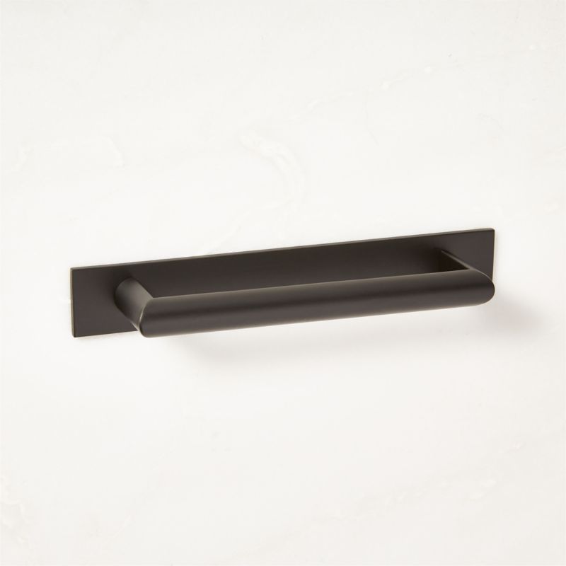 Curveaux Curved Black Cabinet Handle with Backplate 5" - image 3 of 5