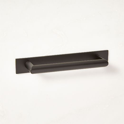 Curveaux Curved Black Cabinet Handle with Backplate 5"