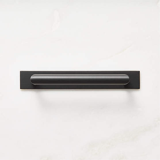 Curveaux Curved Black Cabinet Handle with Backplate 5"